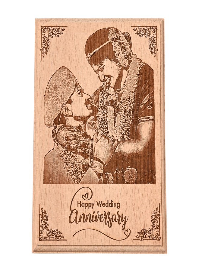 Giftanna anniversary gift for couple special 1st anniversary best gifts for wedding anniversary Engraved Wooden Photo Plaque - Image 2